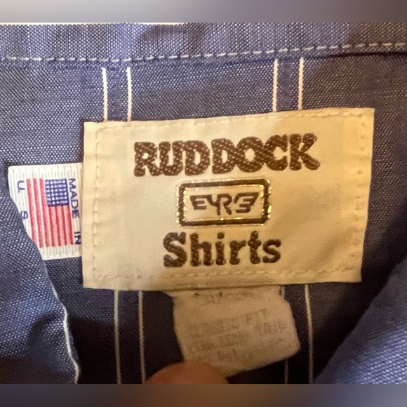 Vintage Blue RUD DOCK Western Cut Pearl Snap Long Sleeve Shirt size Large - Picture 4 of 4